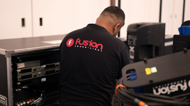 Engineer setting up before the event