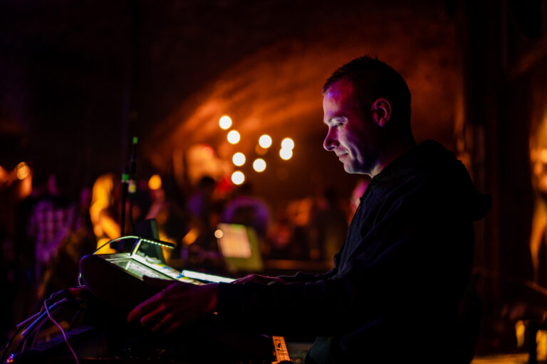 Engineer on lighting desk
