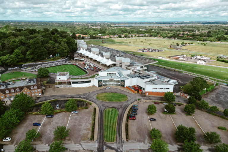 Aerial view of Sandown Racecourse venue