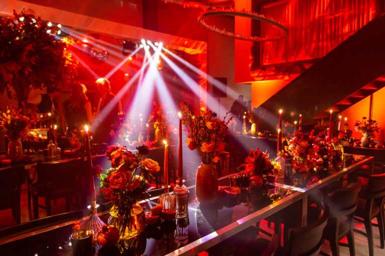 Pinspot lighting with ambient red light