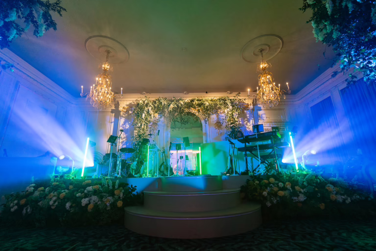 Astera Titan tubes and Evora CMY300 lights on custom built stage