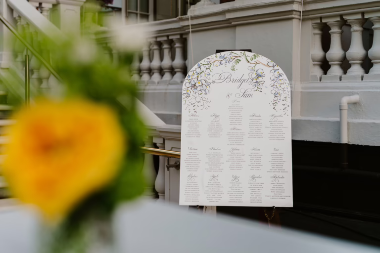 Seating plan chart outside the Mandarin Oriental hotel