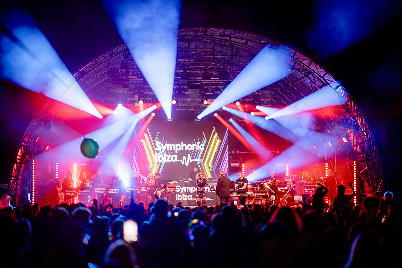 Main stage with dynamic lighting for Symphonic Ibiza set