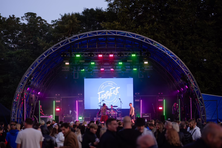 Festy Fest 2025 main stage with video wall and stage wash lighting