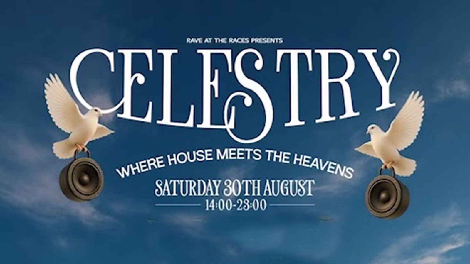Celestry logo featuring two doves and speakers